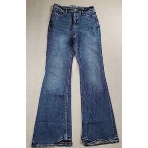 Old Navy Jeans Womens 6 28x31 Flare Dark Blue High Rise Stretch Boho Grunge
